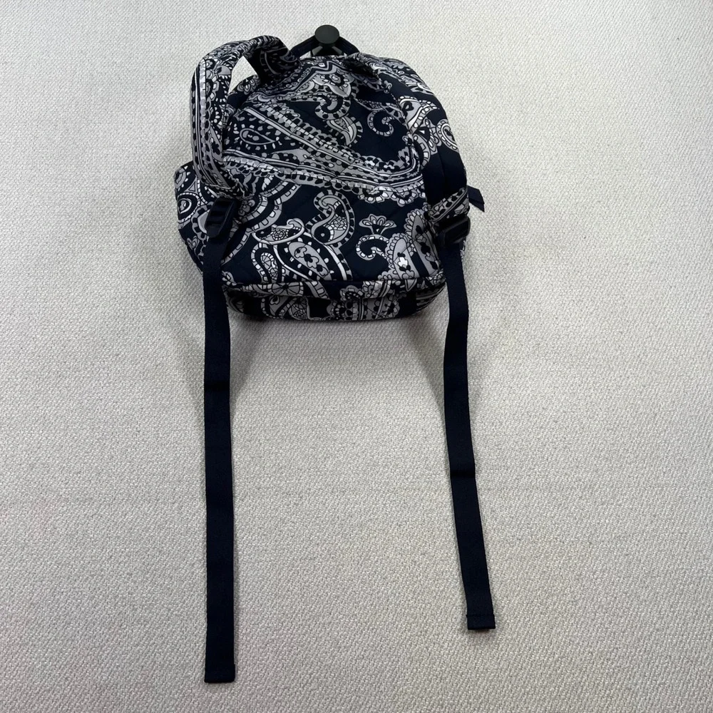 Vera Bradley Iconic Small Backpack Deep Night Paisley Quilted Cotton Navy Travel
